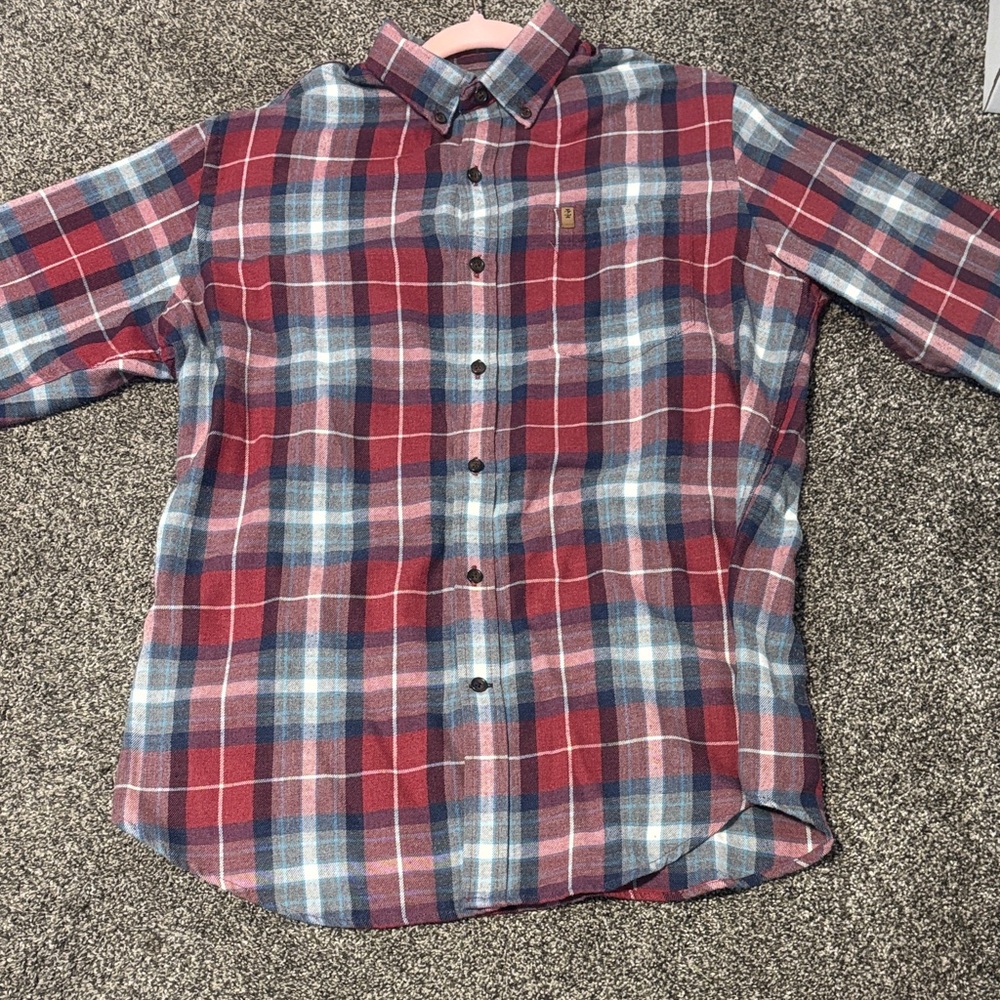 Izod Men's Casual Plaid Shirt - Red and Blue